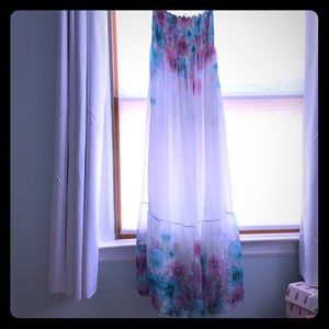 EIKI Italian white/ flora strapless dress